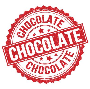 Kırmızı yuvarlak pul işareti üzerine yazılmış CHOCOLATE metni