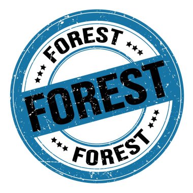 FOREST metni mavi-siyah yuvarlak grungy işareti üzerine yazılmış