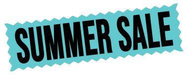 SUMMER SALE text written on blue-black zig-zag stamp sign.