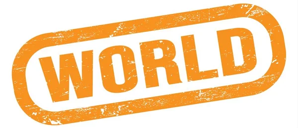 World Text Written Orange Rectangle Stamp Sign — Foto Stock