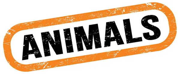 Animals Text Orange Black Rectangle Stamp Sign — стоковое фото