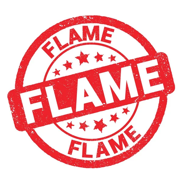 Flame Text Written Red Grungy Stamp Sign — Zdjęcie stockowe