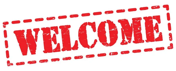 Welcome Text Written Red Dash Stamp Sign — Stock Photo, Image