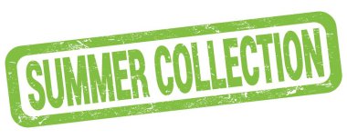 SUMMER COLLECTION text written on green rectangle stamp sign.
