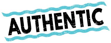 AUTHENTIC text written on blue-black lines stamp sign.