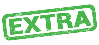 EXTRA text written on green rectangle stamp sign.