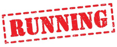 RUNNING text written on red dash stamp sign.
