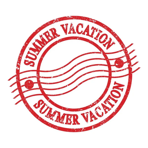 Summer Vacation Text Written Red Grungy Postal Stamp — Stockfoto