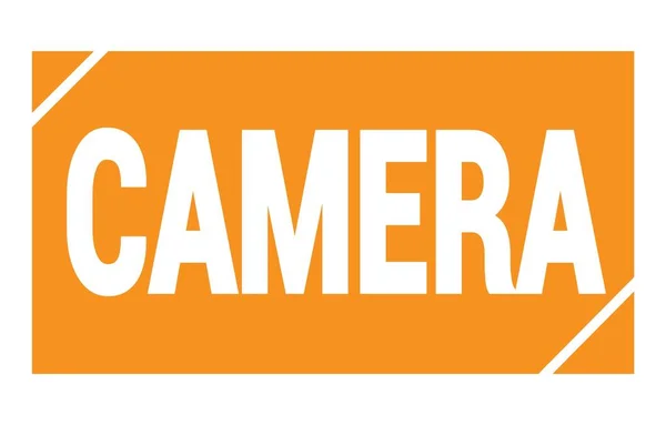 Teks Camera Ditulis Pada Tanda Cap Persegi Panjang Oranye — Stok Foto