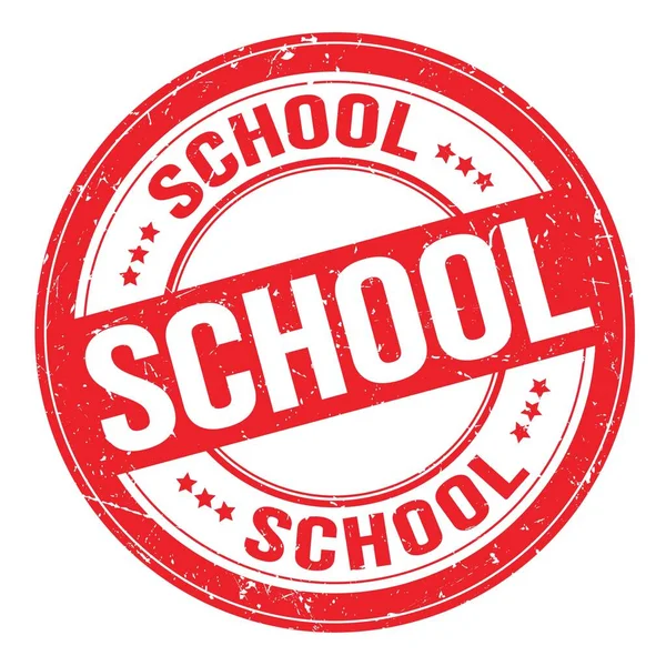 School Text Written Red Grungy Stamp Sign — Foto Stock