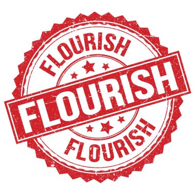 FLOURISH text written on red round stamp sign