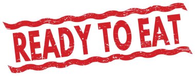 READY TO EAT text written on red lines stamp sign.