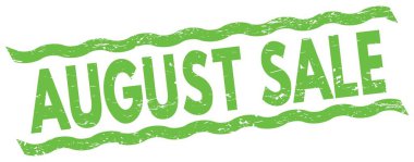 AUGUST SALE text written on green lines stamp sign.
