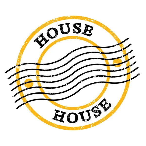 House Text Written Yellow Black Grungy Postal Stamp — Stockfoto