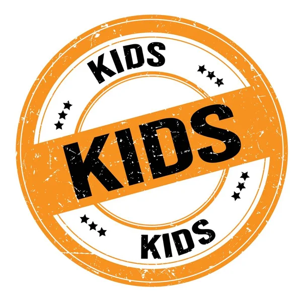 Kids Text Written Orange Black Grungy Stamp Sign — Stockfoto