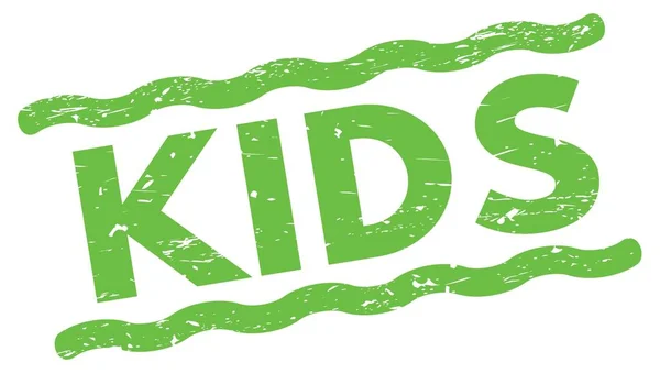 Kids Text Written Green Lines Stamp Sign — Zdjęcie stockowe