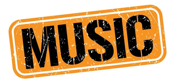 Music Text Written Orange Black Grungy Stamp Sign — Fotografia de Stock