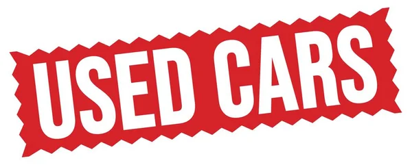 Used Cars Text Written Red Zig Zag Stamp Sign — 图库照片