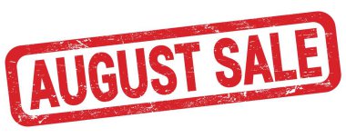 Kırmızı dikdörtgen mühür işareti üzerine yazılmış AĞUSTOS satışı metni.