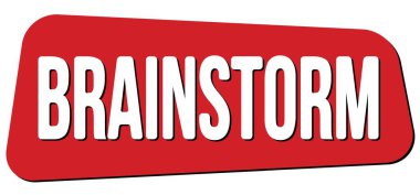 BRAINSTORM text written on red trapeze stamp sign.