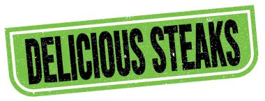 Lezzetli biftekler yeşil-siyah pul üzerine yazılmış..