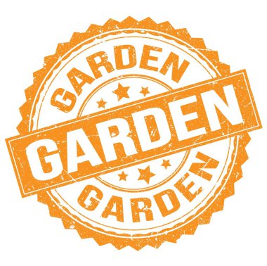 GARDEN text written on orange round stamp sign