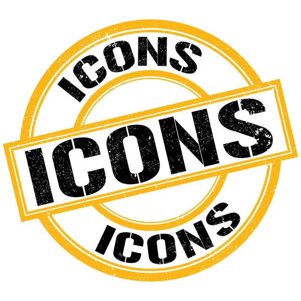 Icons Text Written Yellow Black Stamp Sign — Zdjęcie stockowe