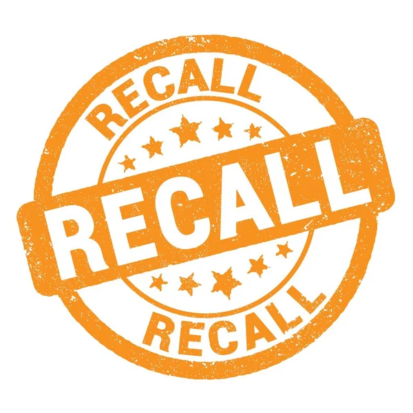 Recall Text Written Orange Grungy Stamp Sign — Foto Stock