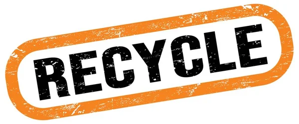 Recycle Text Orange Black Rectangle Stamp Sign — Stockfoto