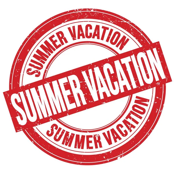 Summer Vacation Text Written Red Grungy Stamp Sign — 스톡 사진