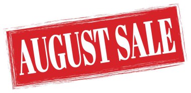 Kırmızı dikdörtgen mühür işareti üzerine yazılmış AĞUSTOS satışı metni.