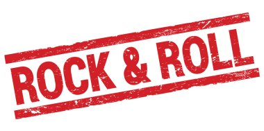 ROCK & ROLL text written on red rectangle stamp sign.