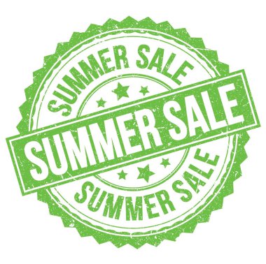 SUMMER SALE text written on green round stamp sign