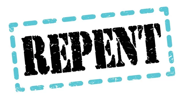 Repent Text Written Blue Black Dash Stamp Sign — Stock Fotó