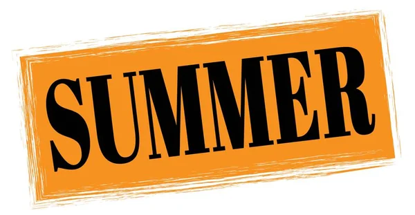 Summer Text Written Orange Black Rectangle Stamp Sign — Stockfoto