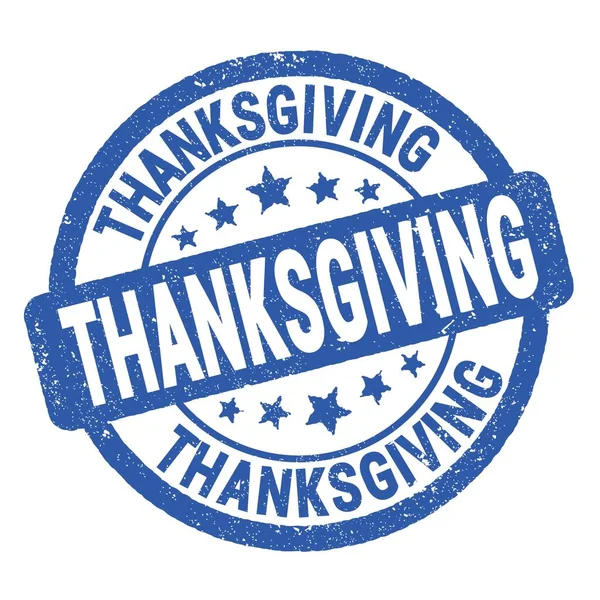 Thanksgiving Text Written Blue Grungy Stamp Sign — Stok fotoğraf