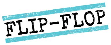 FLIP-FLOP text written on blue-black grungy lines stamp sign.