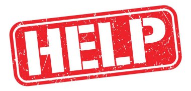 HELP text written on red grungy stamp sign.