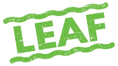 LEAF text written on green lines stamp sign.