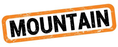 MOUNTAIN text written on orange-black rectangle stamp sign.