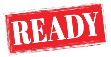 READY text written on red rectangle stamp sign.
