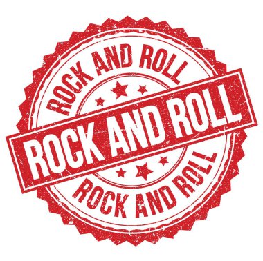 ROCK AND ROLL text written on red round stamp sign