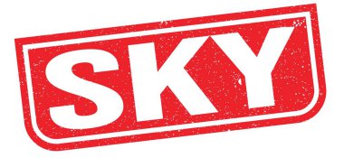 SKY text written on red grungy stamp sign.