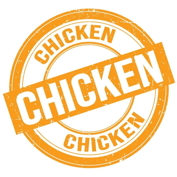 Chicken Text Written Orange Grungy Stamp Sign — Zdjęcie stockowe