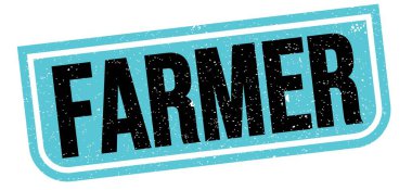FARMER text written on blue-black grungy stamp sign.