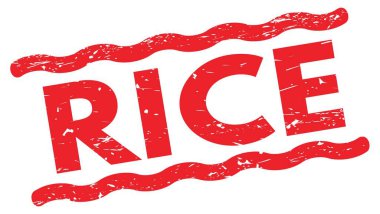 RICE text written on red lines stamp sign.