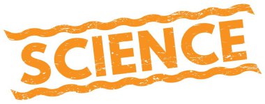 SCIENCE text written on orange lines stamp sign.