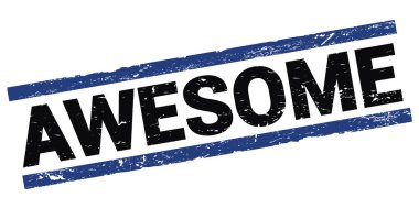 AWESOME text written on black-blue rectangle stamp sign.
