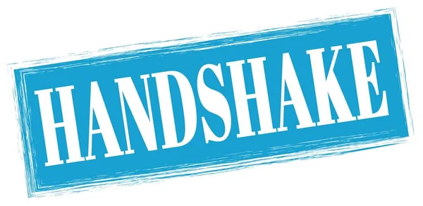 Handshake Text Written Blue Rectangle Stamp Sign — Stockfoto