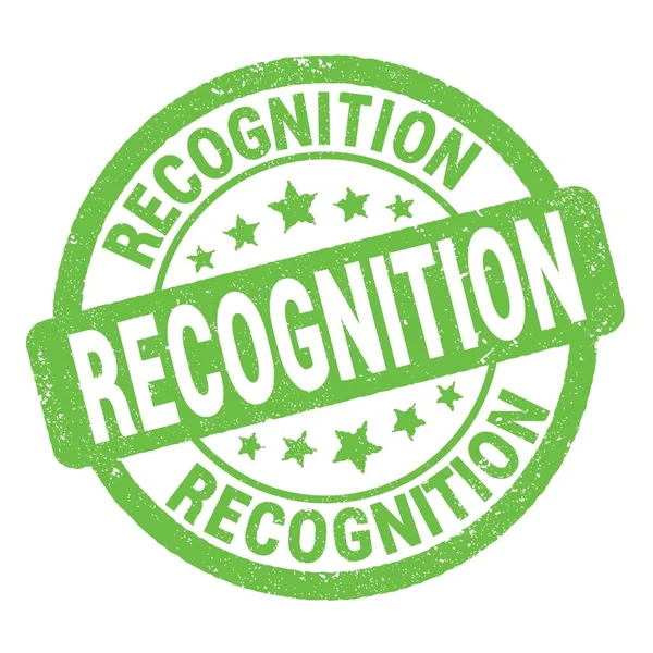 Recognition Text Written Green Grungy Stamp Sign — Stock Photo, Image